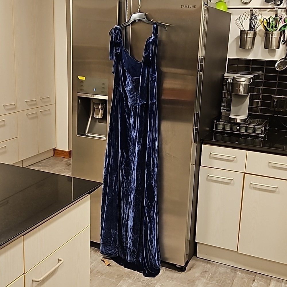 💕REFORMATION💕 Westerly Velvet Maxi Dress ~ Danube Blue 12 NWT - Picture 7 of 13